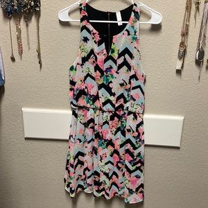 Chevron and floral Neon Dress
